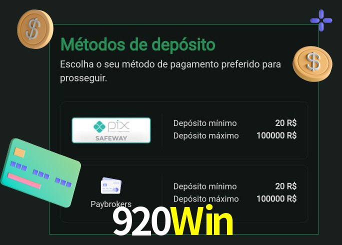O cassino 920Win oferece uma grande variedade de métodos de pagamento